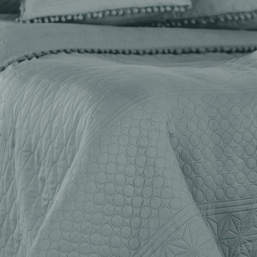 Ameliahome Tagesdecke mit Pompons 220 x 240 cm, doppelseitige Tagesdecke, Ultraschall-Steppung, Polyester, Meadore, Grau, Betten und Decken. Besuchen Sie den AmeliaHome-Store