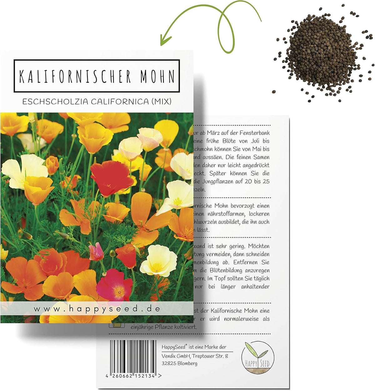 Kalifornischer Mohn-Mix (Eschscholzia californica) – Wunderschön blühender Mohn mit langer Blütezeit für eine bunte Blumenwiese (Kalifornischer Mohn)