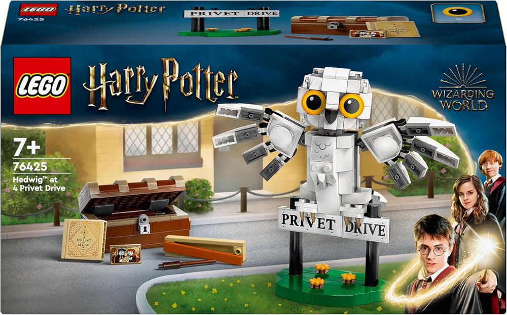 LEGO Harry Potter Hedwig im Ligusterweg 4 Kinderspielzeug-Eulen-Set, baubare Tierfigur mit Hogwarts-Koffer, kleines Geschenk für Jungen, Mädchen und alle Fans ab 7 Jahren 76425 Bausets Besuchen Sie den LEGO-Store