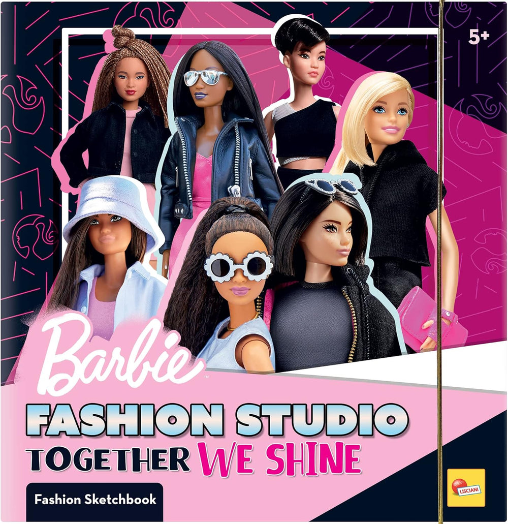 Lisciani – BARBIE – Skizzenbuch Set Wir Glänzen – Modestudio – Models zum Anziehen – Kreatives Spiel – Supermodische Kleidung – Farbmarker – Für Mädchen ab 4 Jahren