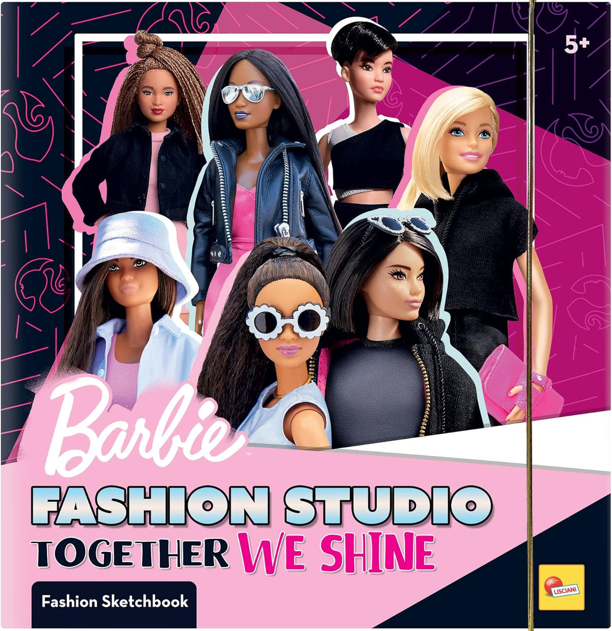 Lisciani – BARBIE – Skizzenbuch Set Wir Glänzen – Modestudio – Models zum Anziehen – Kreatives Spiel – Supermodische Kleidung – Farbmarker – Für Mädchen ab 4 Jahren
