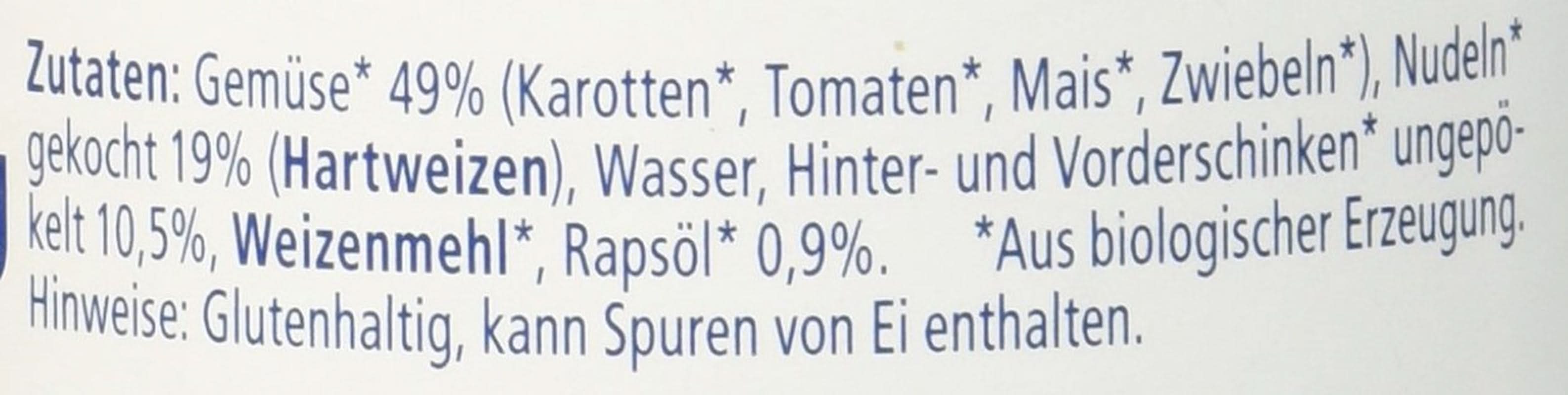Hipp Bio-Nudeln mit Schinken und Gemüse, 6er Pack (6 x 220 Gramm) Mutter und Kind Naty Shop