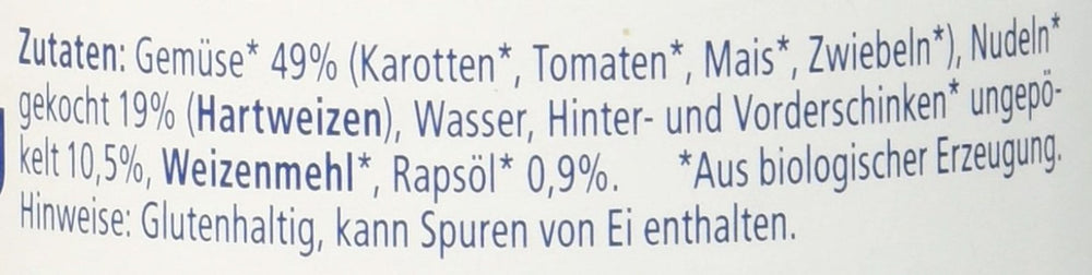 Hipp Bio-Nudeln mit Schinken und Gemüse, 6er Pack (6 x 220 Gramm) Mutter und Kind Naty Shop