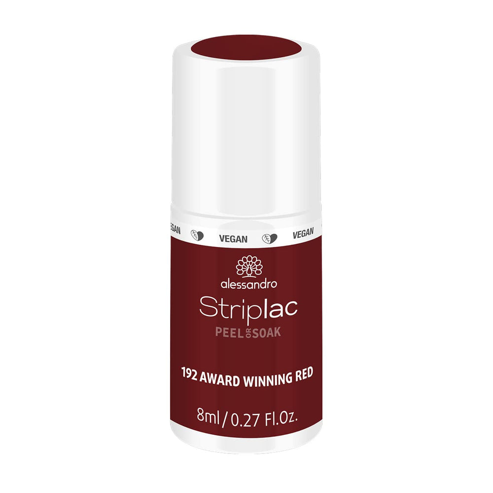 UV-Nagellack alessandro Striplac Elegant Ruby – Zart und langanhaltend – Einfache Entfernung dank Peel-Off-Entfernungstechnologie – Vegan und tierversuchsfrei – 8 ml