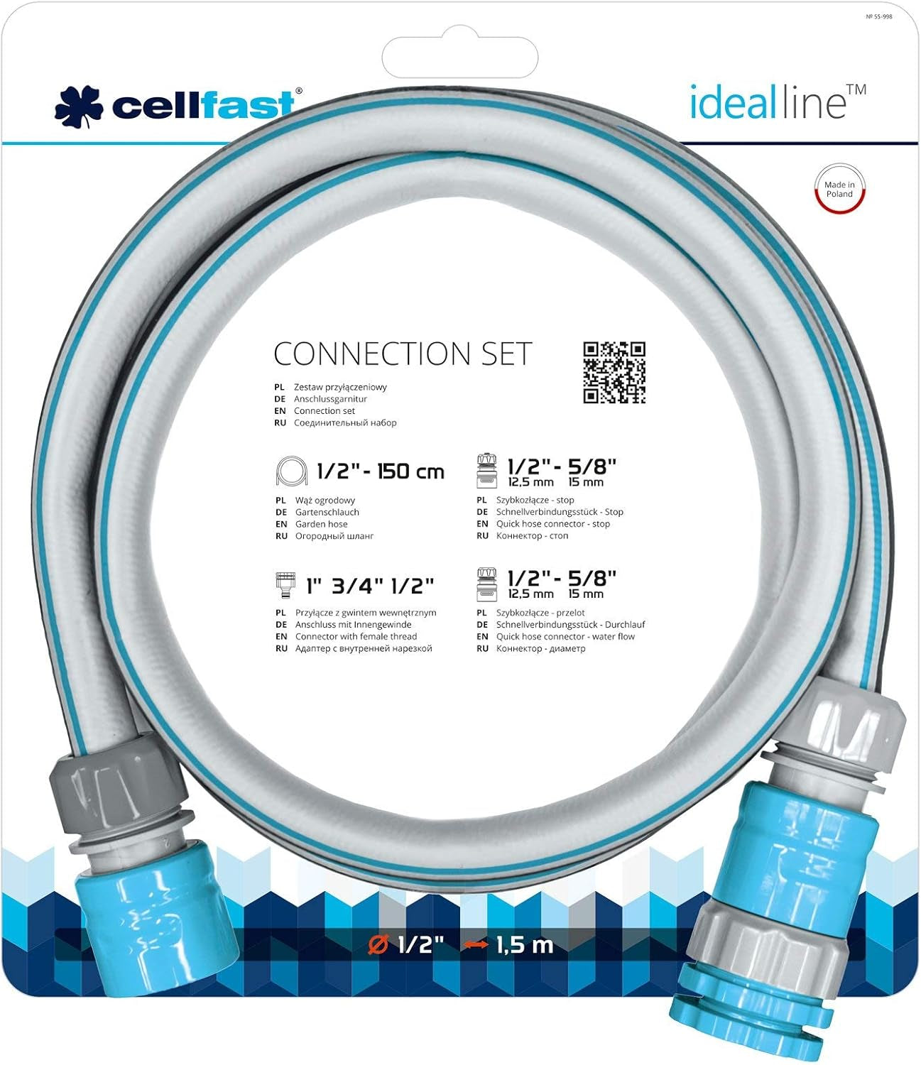 CELLFAST Cărucior pentru furtun de grădină Rolă pentru furtun cu 2 roți Înfășurator pentru furtun de grădină rezistent la coroziune Previne îndoirea furtunului 1/2" 45 m Aluplus