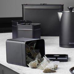 Salter BW12614EU7 Set de cutii de depozitare Kuro - 4 recipiente de bucătărie, pâine/ceai/cafea/zahăr, cutii pătrate de organizare, ușor de curățat, păstrează alimentele proaspete, negru Cutii depozitare alimente Naty Shop