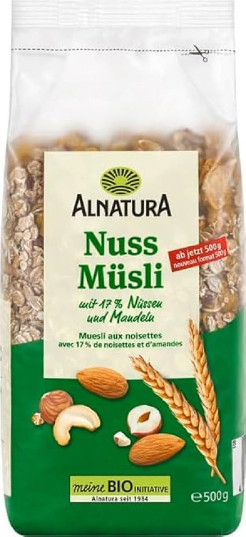 Bio-Müsli mit Nüssen, 17 % Nüsse und Mandeln, 0,5 kg