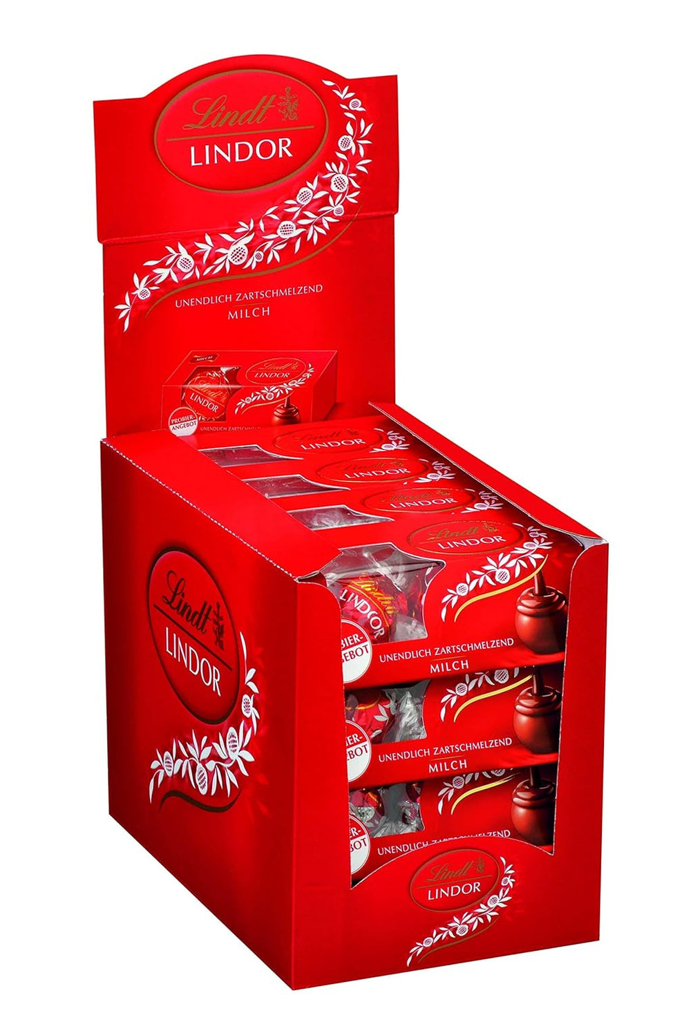 Lindt Schokolade LINDOR, Thekendisplay | 1718 g | Ca. 138 Trüffel in den Sorten Milch, Schwarz 70 %, Halbbraun, Stracciatella, Weiß, Pistazie | Schokoladen-Geschenkset | Geschenkschokolade | Großpackung