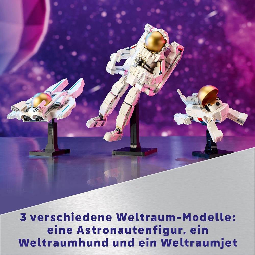 LEGO Creator 3in1 Astronaut im Weltraum Spielzeug, Modellbauset mit Hund und Raumschiff für Kinder, Kinderzimmer-Deko, kreatives Geschenk für Jungen und Mädchen ab 9 Jahren 31152