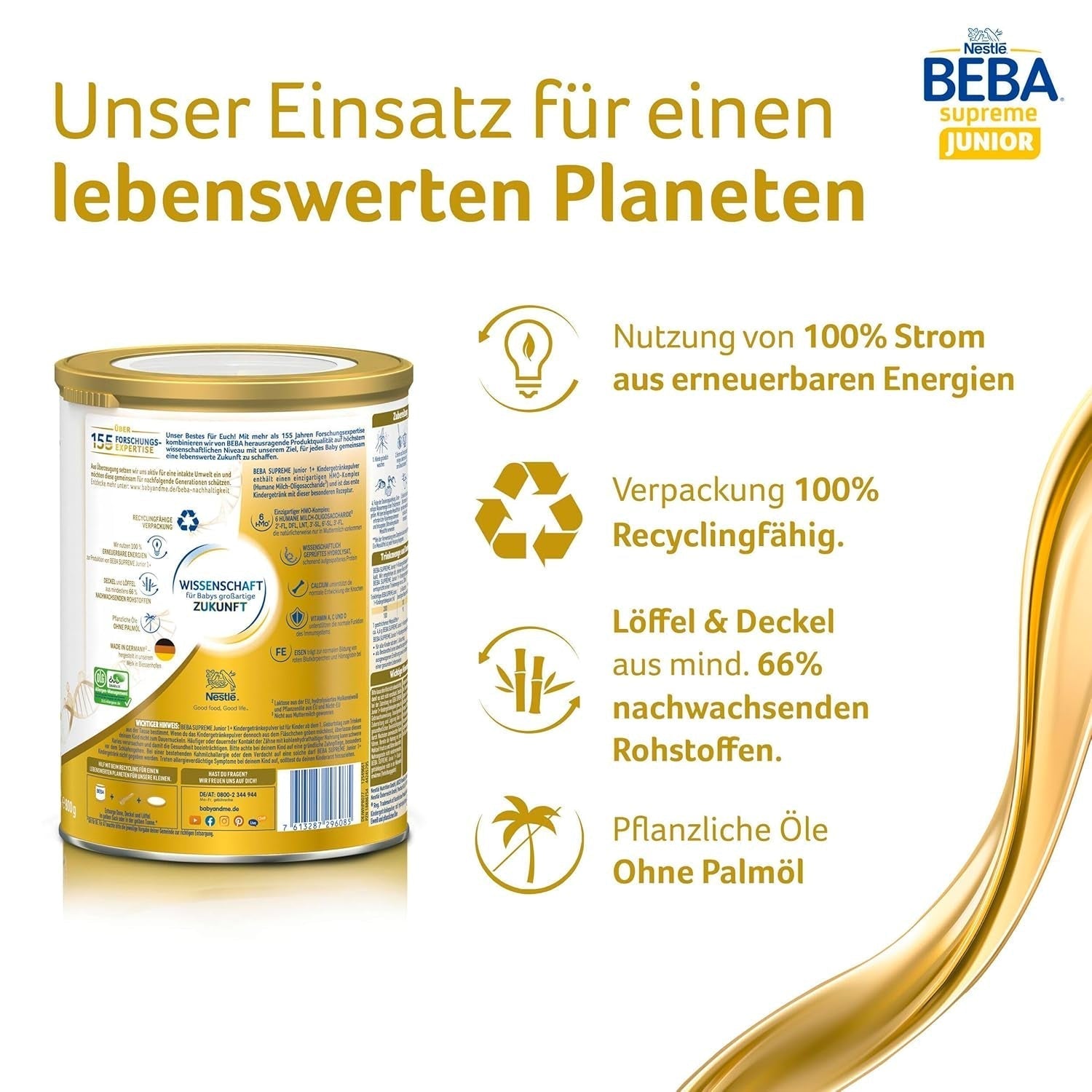 BEBA SUPREME 2 Folgemilch nach 6 Monaten, nur Laktose, palmölfrei, 6er Pack (6 x 800g) Naty Shop