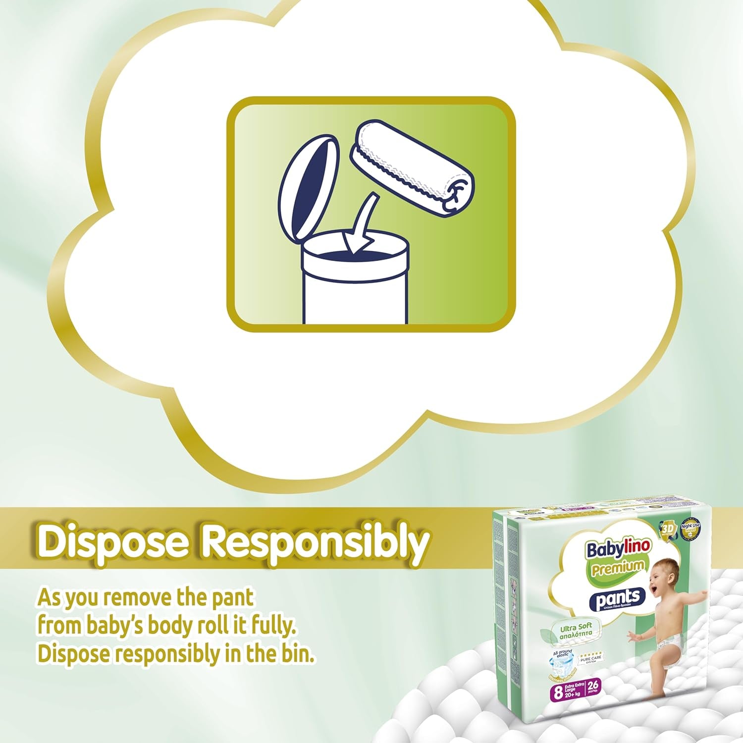 Premium-Hose Größe 8 mit Ultra-Soft-Filter, XXL (20+ kg), 104 Stück