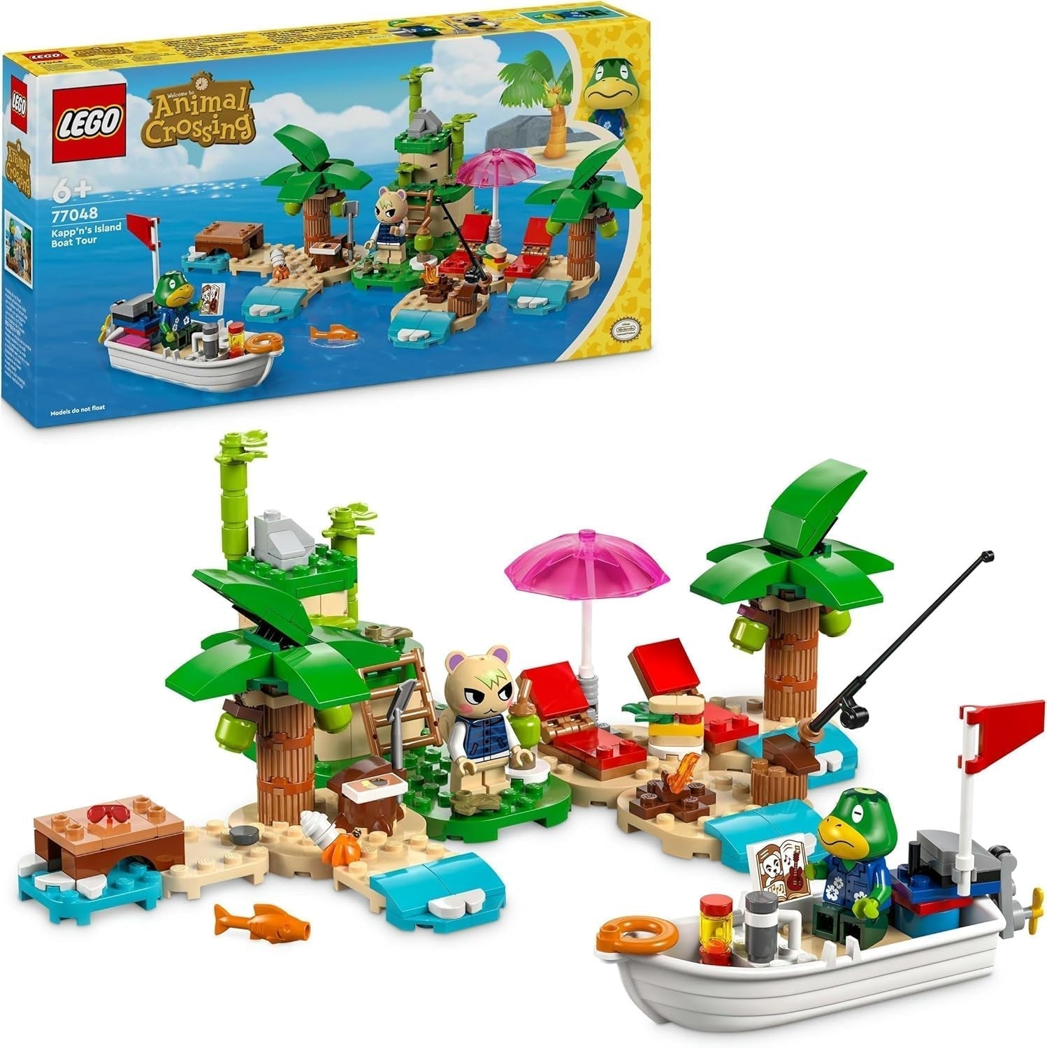LEGO Animal Crossing Käptens Island Boat Tour, kreatives Spielzeug für Kinder mit 2 Minifiguren aus der Videospielserie inklusive Huschke, Geschenk für Mädchen und Jungen ab 6 Jahren 77048 Bausets Besuche den LEGO-Store Single