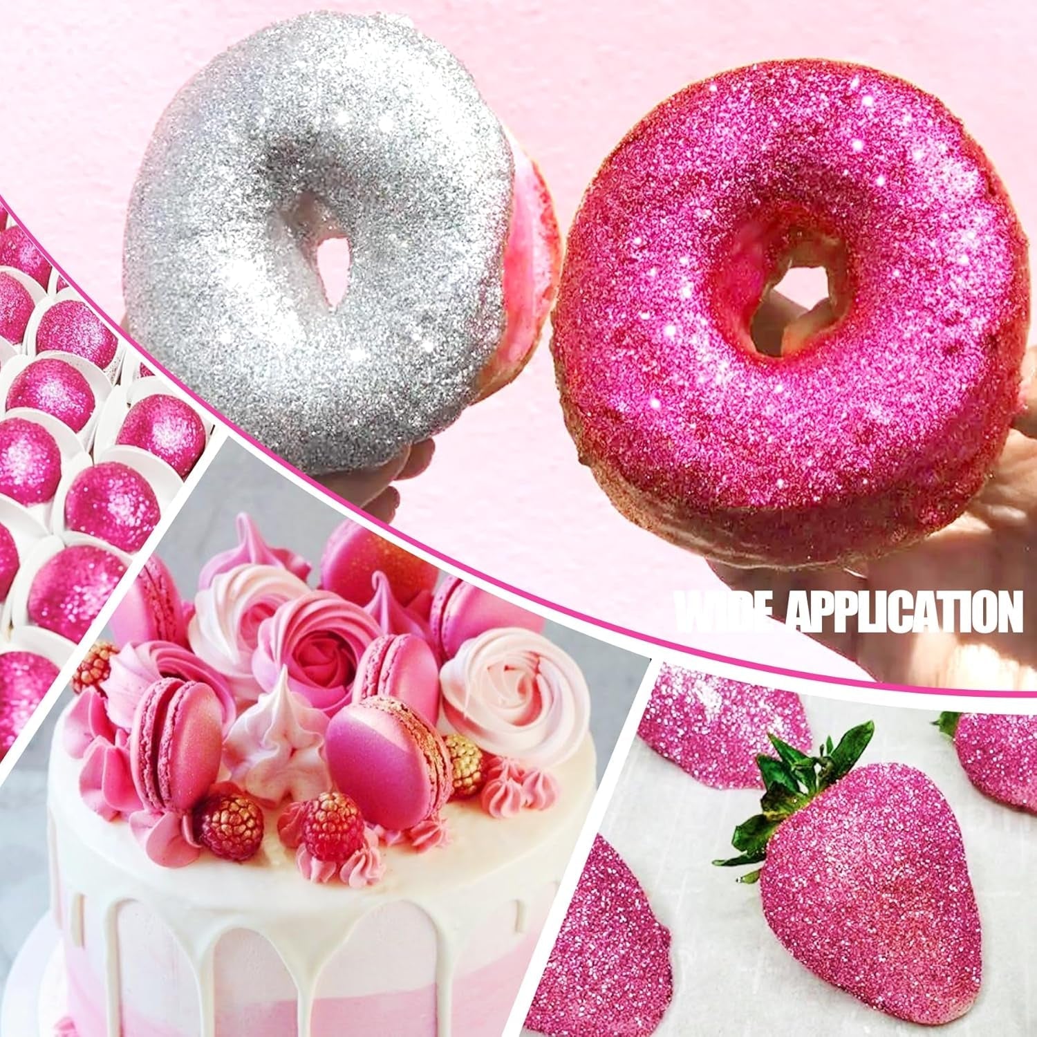 Spray cu sclipici comestibil - 22G sclipici alimentar, pudră cu sclipici comestibilă pentru băuturi, decorațiuni tort, macaroane - pudră cu sclipici colorant alimentar, sclipici comestibil pentru cocktailuri, brioșe (roz)
