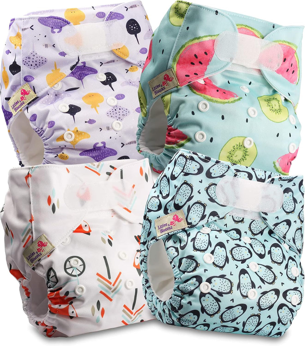 Littles and Bloomz wiederverwendbare Windel FLV2-0602, Standard-Klettverschluss, 6 Windeln