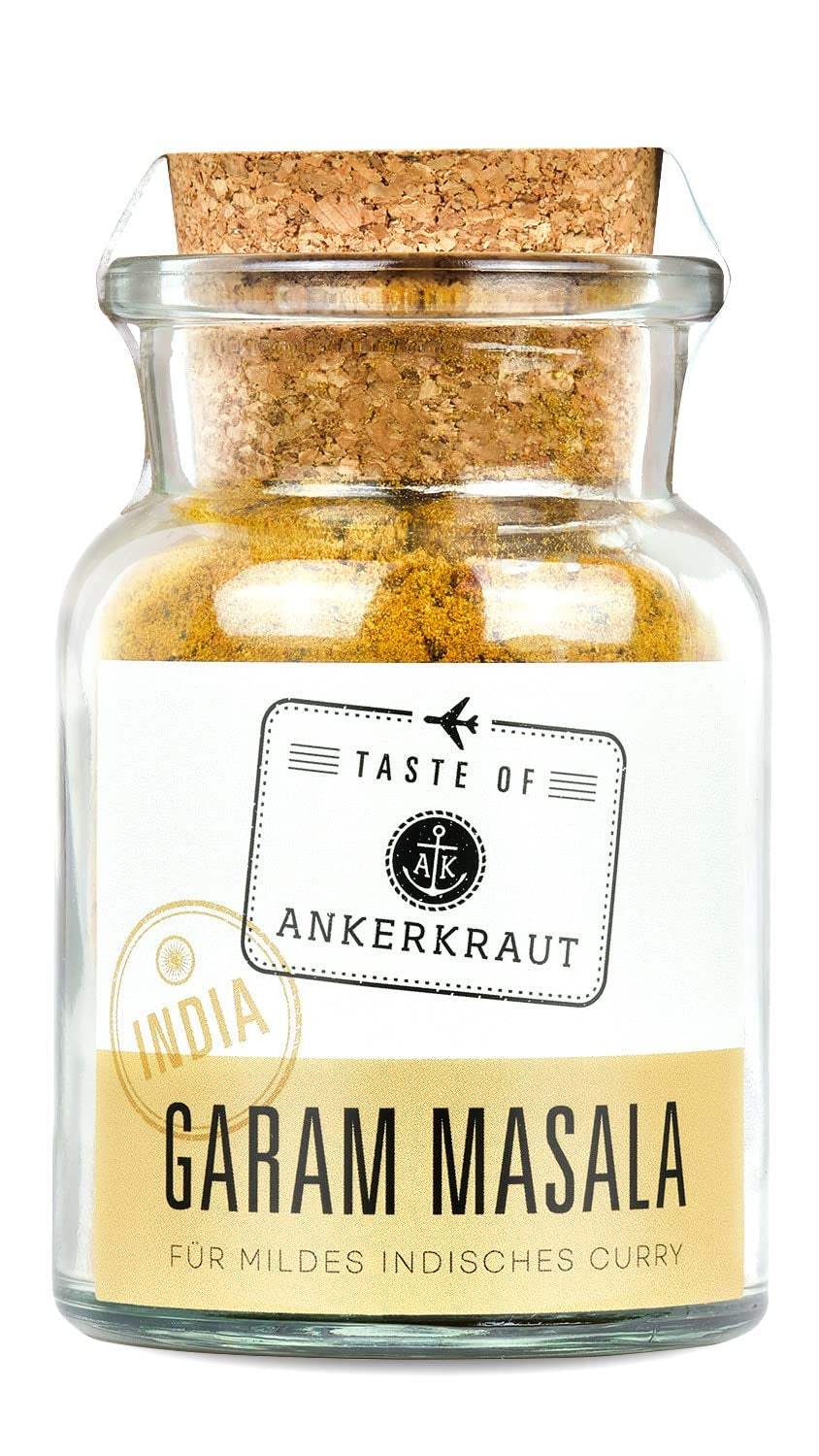 Ankerkraut Garam Masala, Gewürz für indisches Gericht, Leckeres Curry mit Fleischwürzen, Taste of India, 65 g im Korkglas