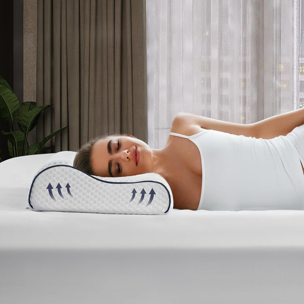 Z-Hom pernă de susținere a gâtului, pernă din spumă cu memorie, pernă pentru dormit lateral, pernă ergonomică, pernă anti sforăit, pernă ortopedică de dormit, husă detașabilă (49 X 30 X 7/10 Cm) Perne ortopedice cervicale Naty Shop