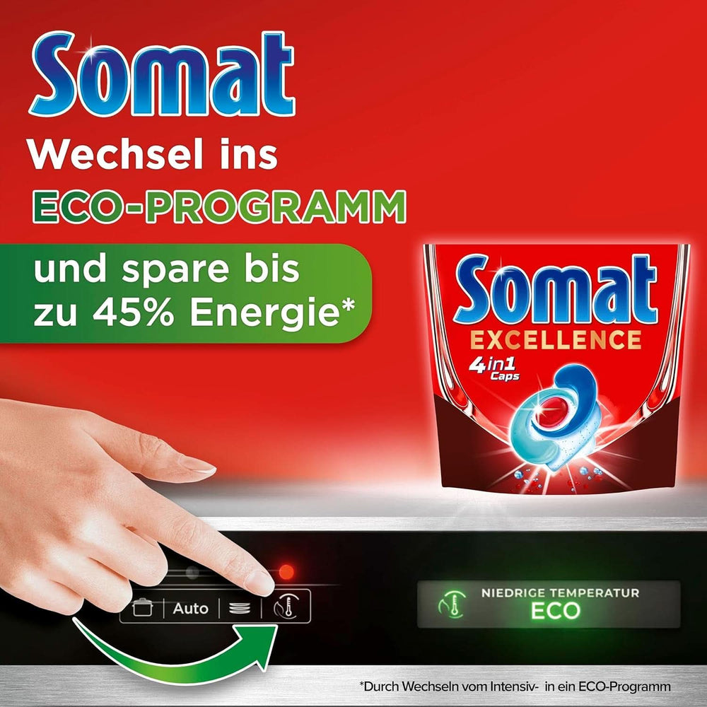 Somat Excellence 4In1 Caps (141 Caps), schnell auflösendes Geschirrspülmittel Naty Shop Kitchen Detergents