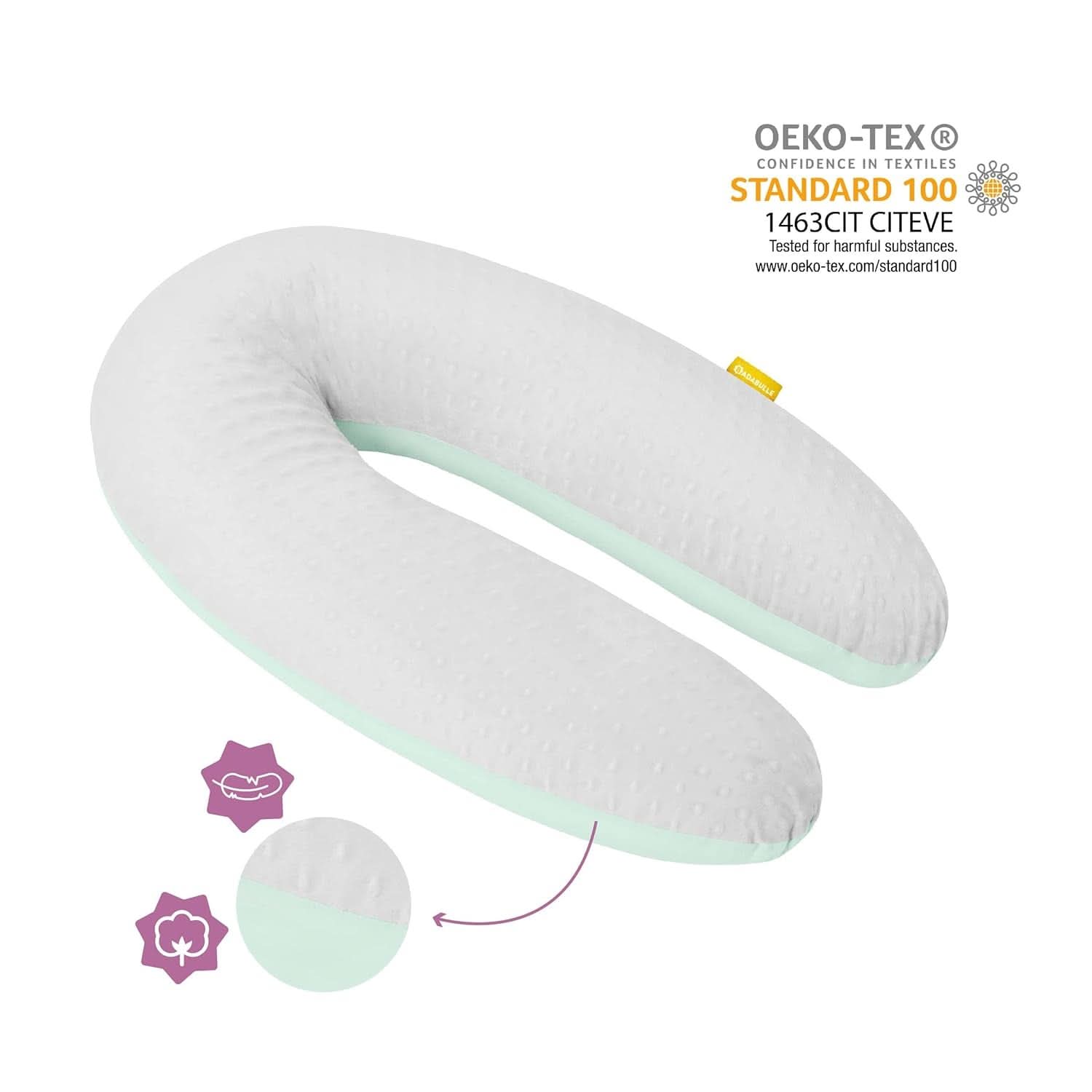 Badabulle Stillkissen und flauschiges Schwangerschaftskissen, 150 cm, inklusive Bezug, ergonomische Form Zubehör Essen und Stillen Bebe Naty Shop