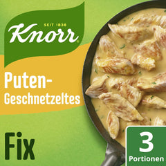 Knorr Fix Puten-Geschnetzeltes für ein leckeres Fleischgericht ohne geschmacksverstärkende Zusatzstoffe 3 Portionen