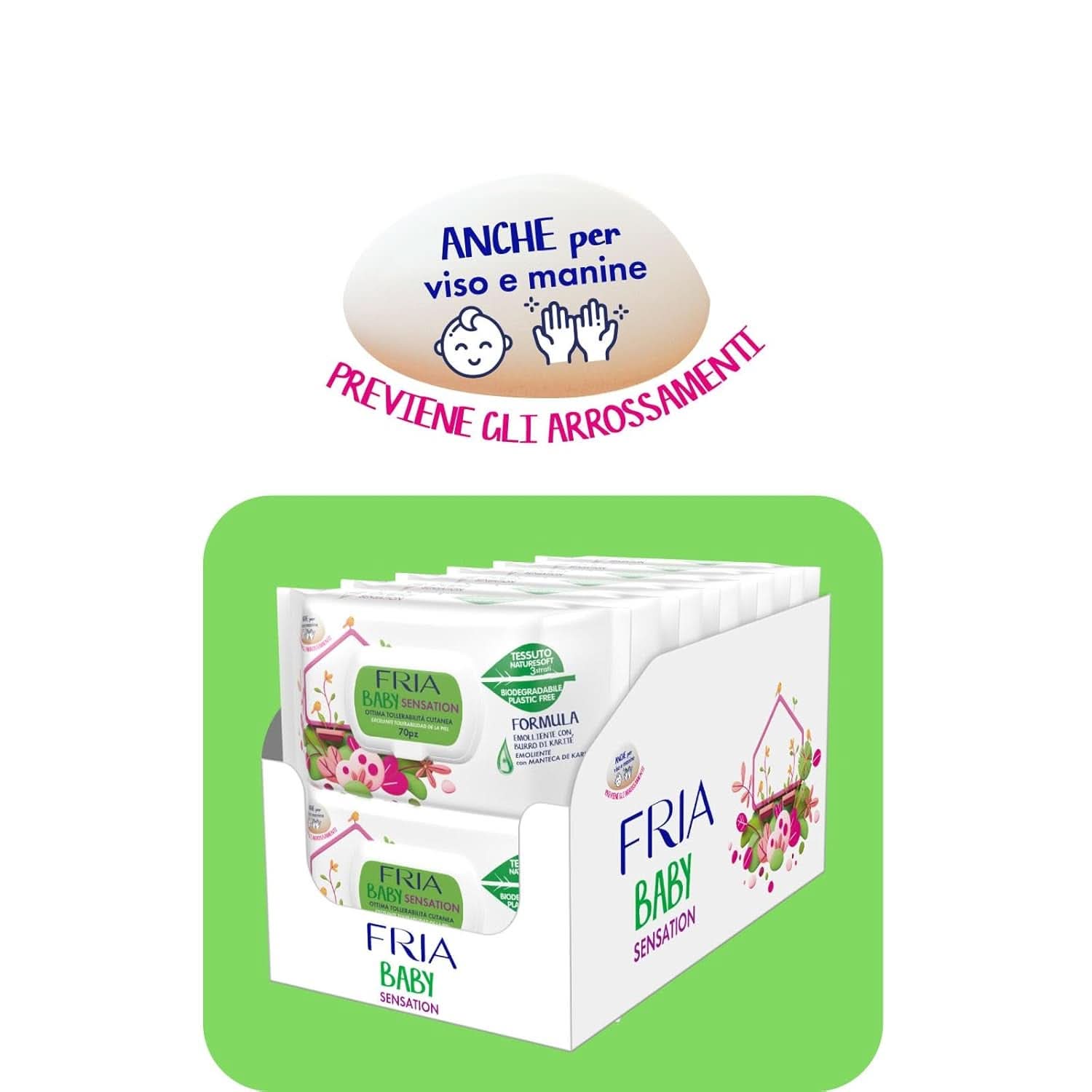 Fria Baby Sensation Tücher, mit hautberuhigender Sheabutter, dermatologisch getestet, Maxi-Sparpaket mit 840 Naty Shop Baby-Feuchttüchern