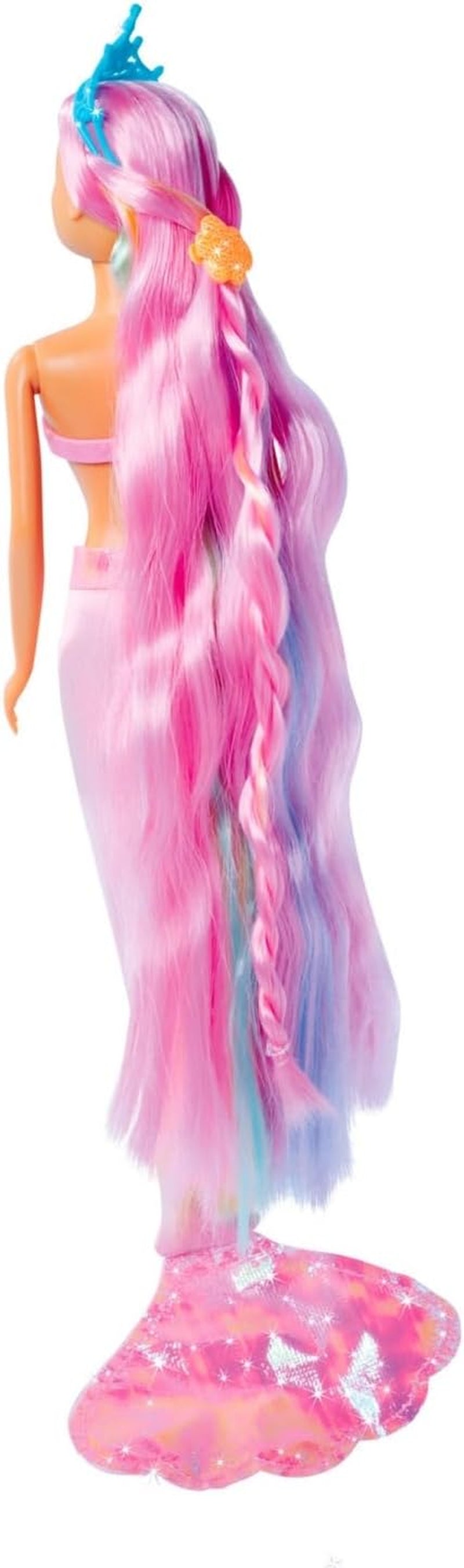 Simba 105733610 - Steffi Love Rainbow Mermaid, Ankleidepuppe als Regenbogen Meerjungfrau mit bunten Haaren, Haarclips, Kamm und Abnehmbarer Flosse, 29cm Spielpuppe, ab 3 Jahren