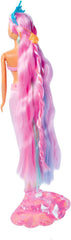 Simba 105733610 - Steffi Love Rainbow Mermaid, Ankleidepuppe als Regenbogen Meerjungfrau mit bunten Haaren, Haarclips, Kamm und Abnehmbarer Flosse, 29cm Spielpuppe, ab 3 Jahren