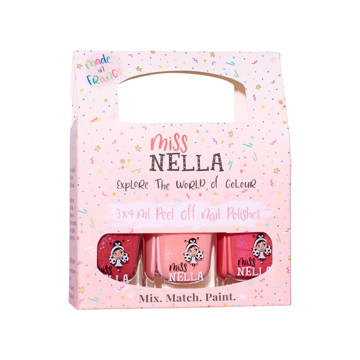 Miss Nella Magic Collection 4-teiliges Glitzer-Nagellack-Set: Rosa, Rot, Gold und Blau, spezieller entfernbarer Nagellack für Kinder, ungiftig, auf Wasserbasis, geruchlos