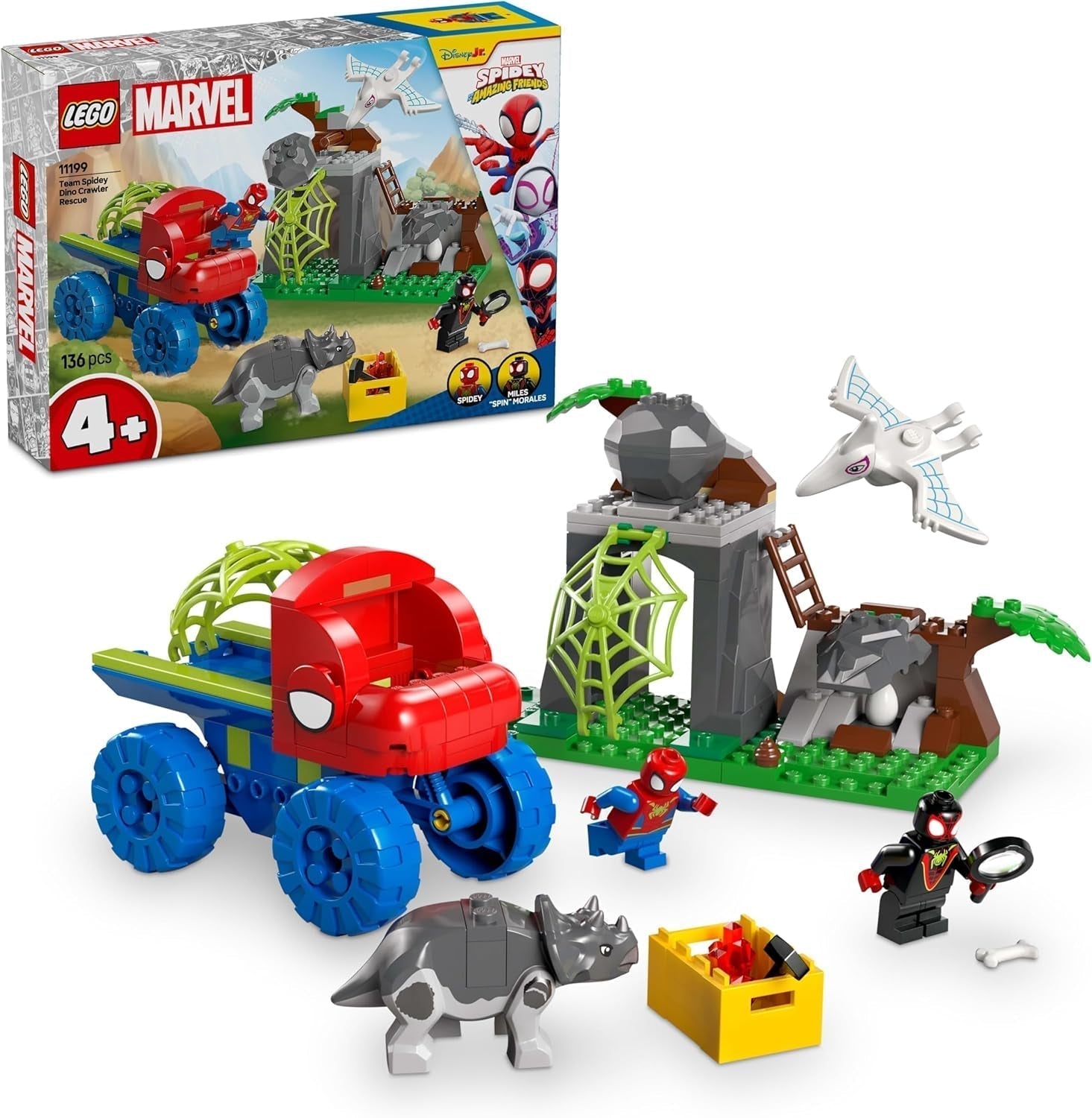 LEGO Marvel Spideys Team auf Rettungsmission im Dino-Truck. Baubares Superheldenauto-Spielzeug-Abenteuerset für Kinder ab 4 Jahren. Spidey und seine Superfreunde 11199 Bausets. Besuchen Sie den LEGO-Store. Standardtitel