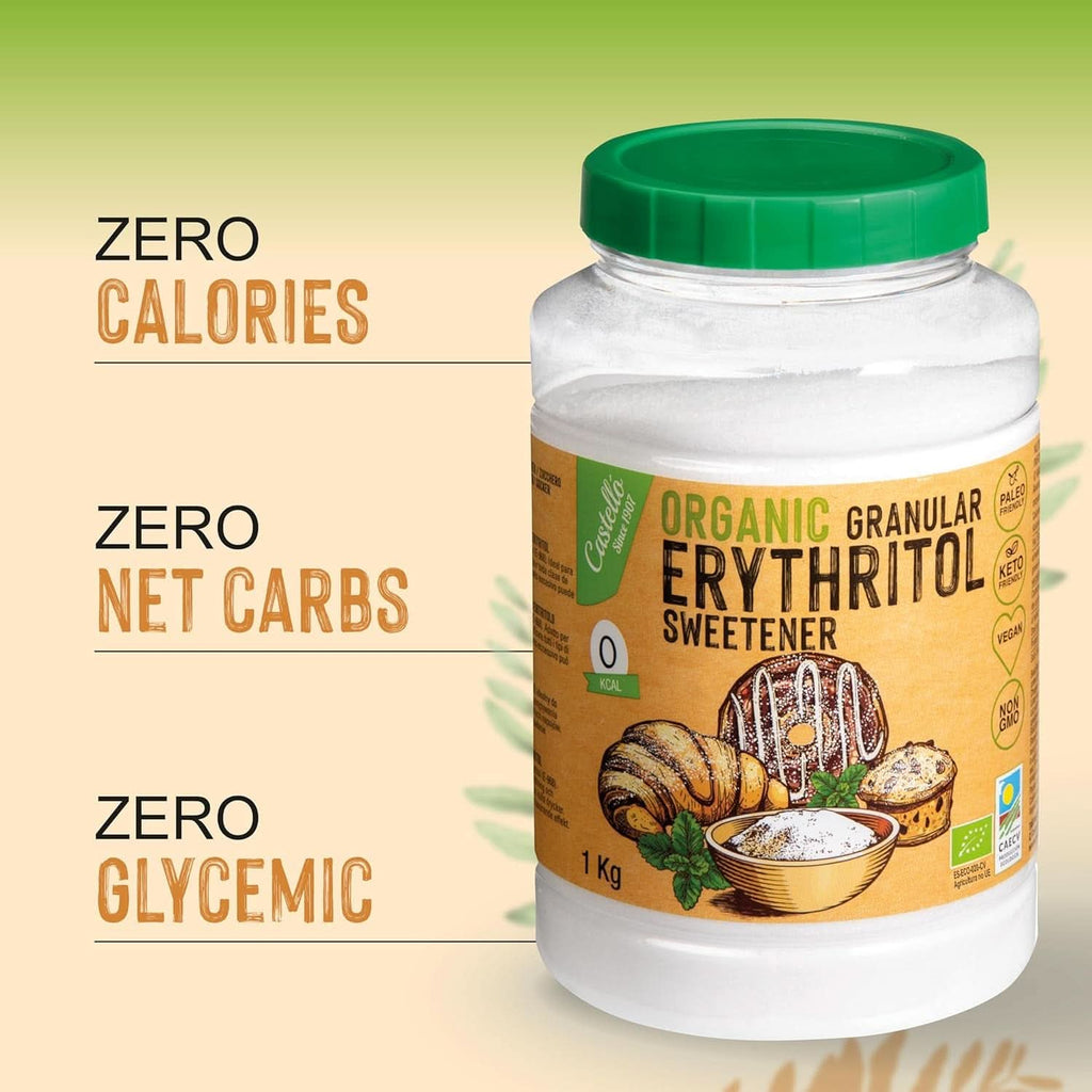 Eritritol natural organic, 10G = 7G zahăr, 1 Kg Indulcitori Naty Shop