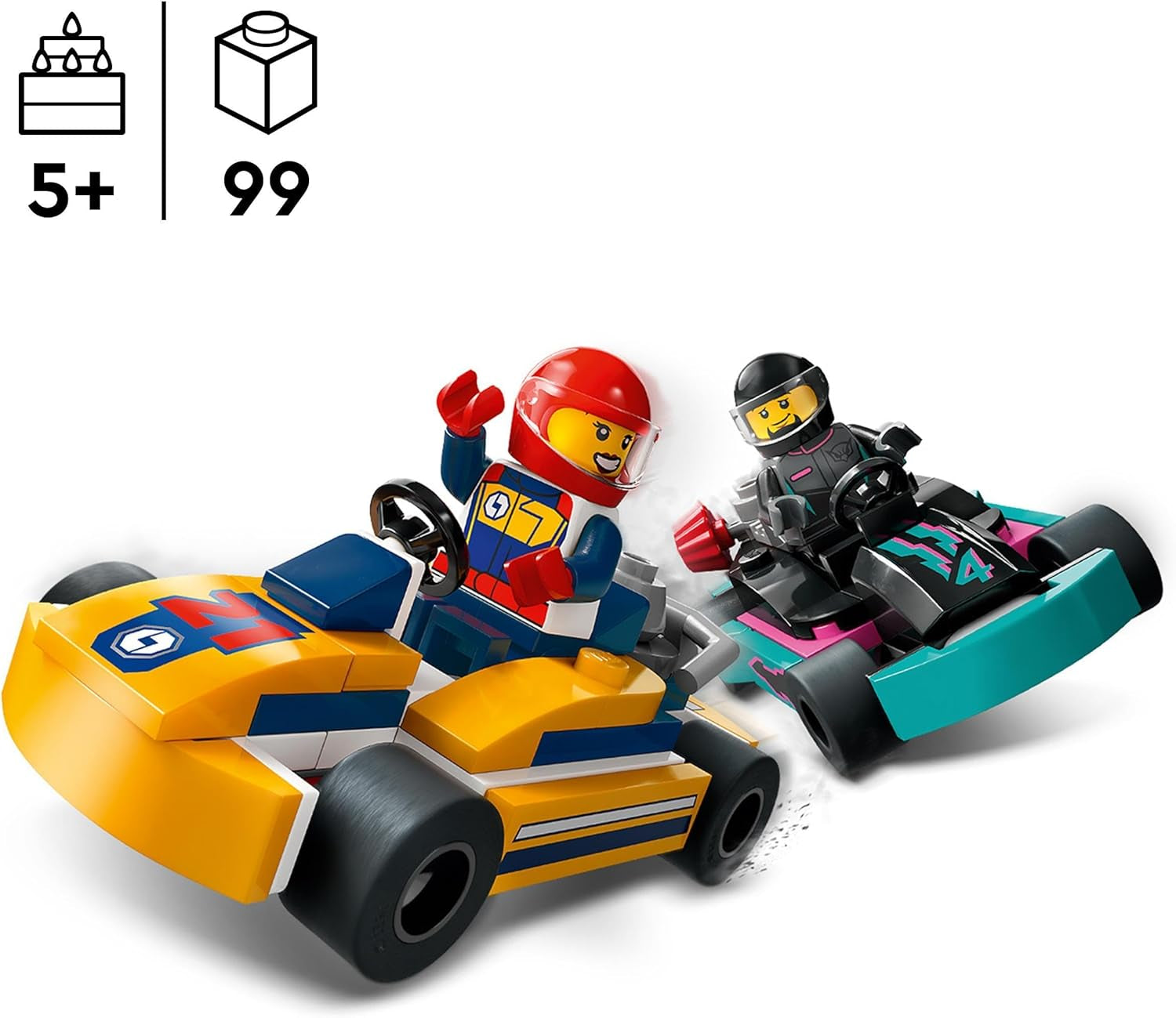 LEGO City Go-Karts mit Fahrern, Set mit 2 Minifiguren, Fahrern und Rennwagen, Spielzeugautos für 5-jährige Jungen und Mädchen, lustiges Geschenk für Kinder 60400 Bausets Besuchen Sie den LEGO-Store