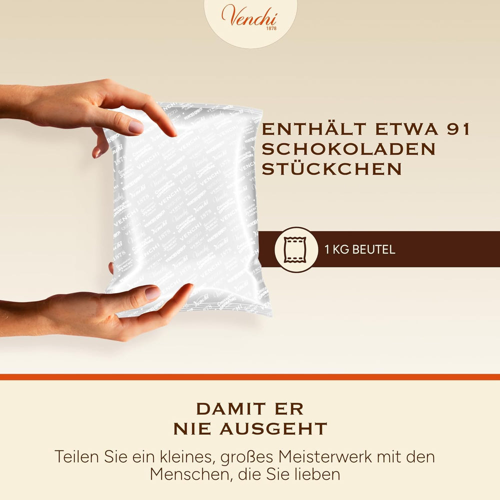 Venchi - Cremino Extra Black Chocolate - Dunkle Schokolade mit Mandelpaste und „Piemonteser Waldhaselnüssen g.g.A.“, 1 kg, glutenfrei, ohne Farbstoffe und ohne Konservierungsstoffe