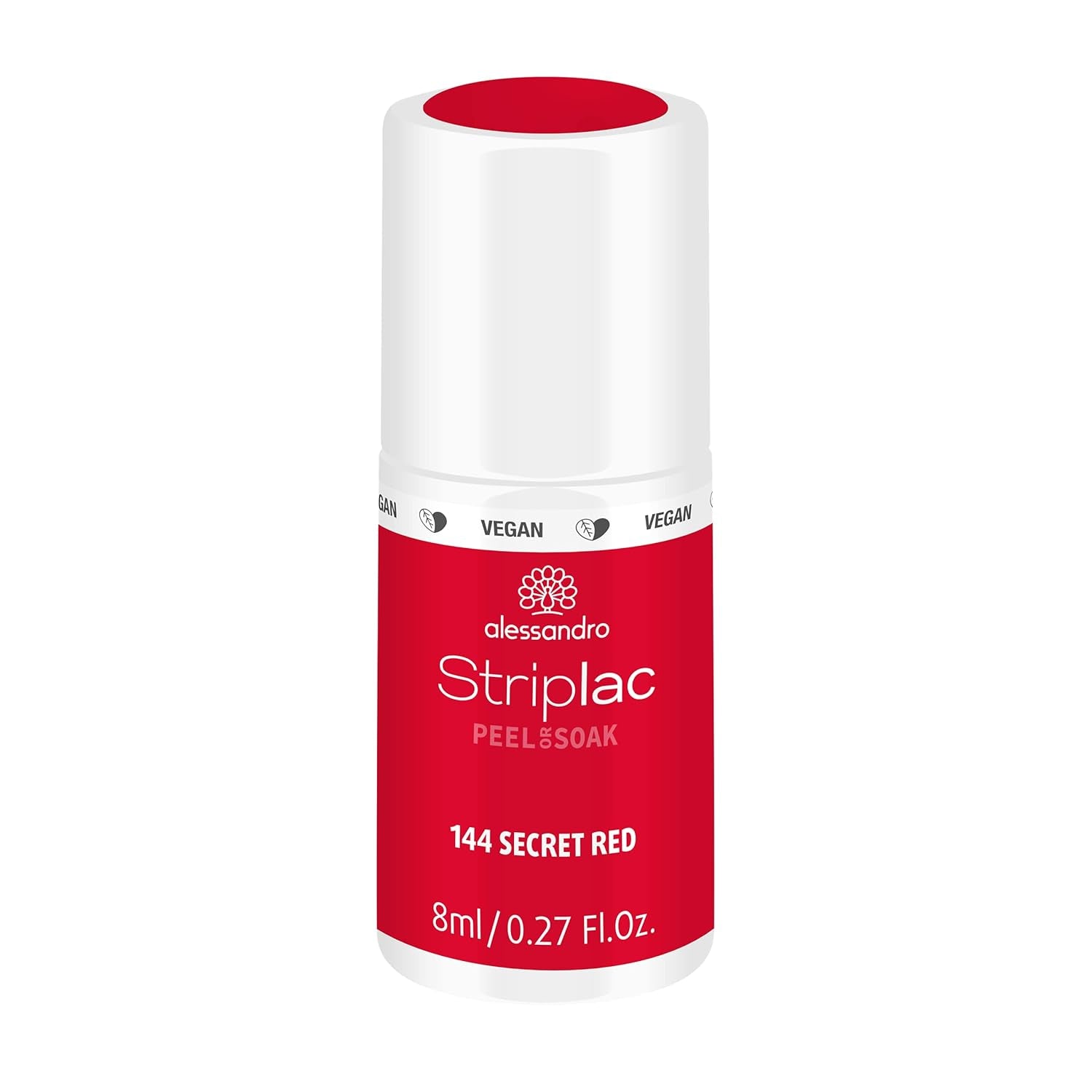 UV-Nagellack alessandro Striplac Elegant Ruby – Zart und langanhaltend – Einfache Entfernung dank Peel-Off-Entfernungstechnologie – Vegan und tierversuchsfrei – 8 ml