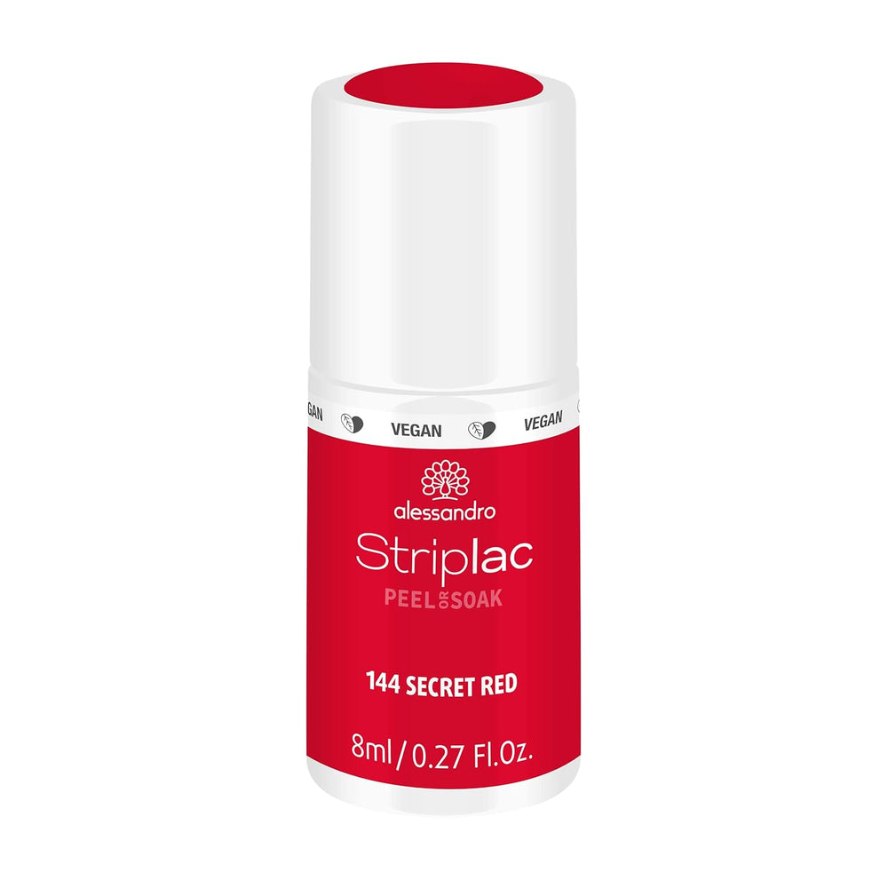 UV-Nagellack alessandro Striplac Elegant Ruby – Zart und langanhaltend – Einfache Entfernung dank Peel-Off-Entfernungstechnologie – Vegan und tierversuchsfrei – 8 ml