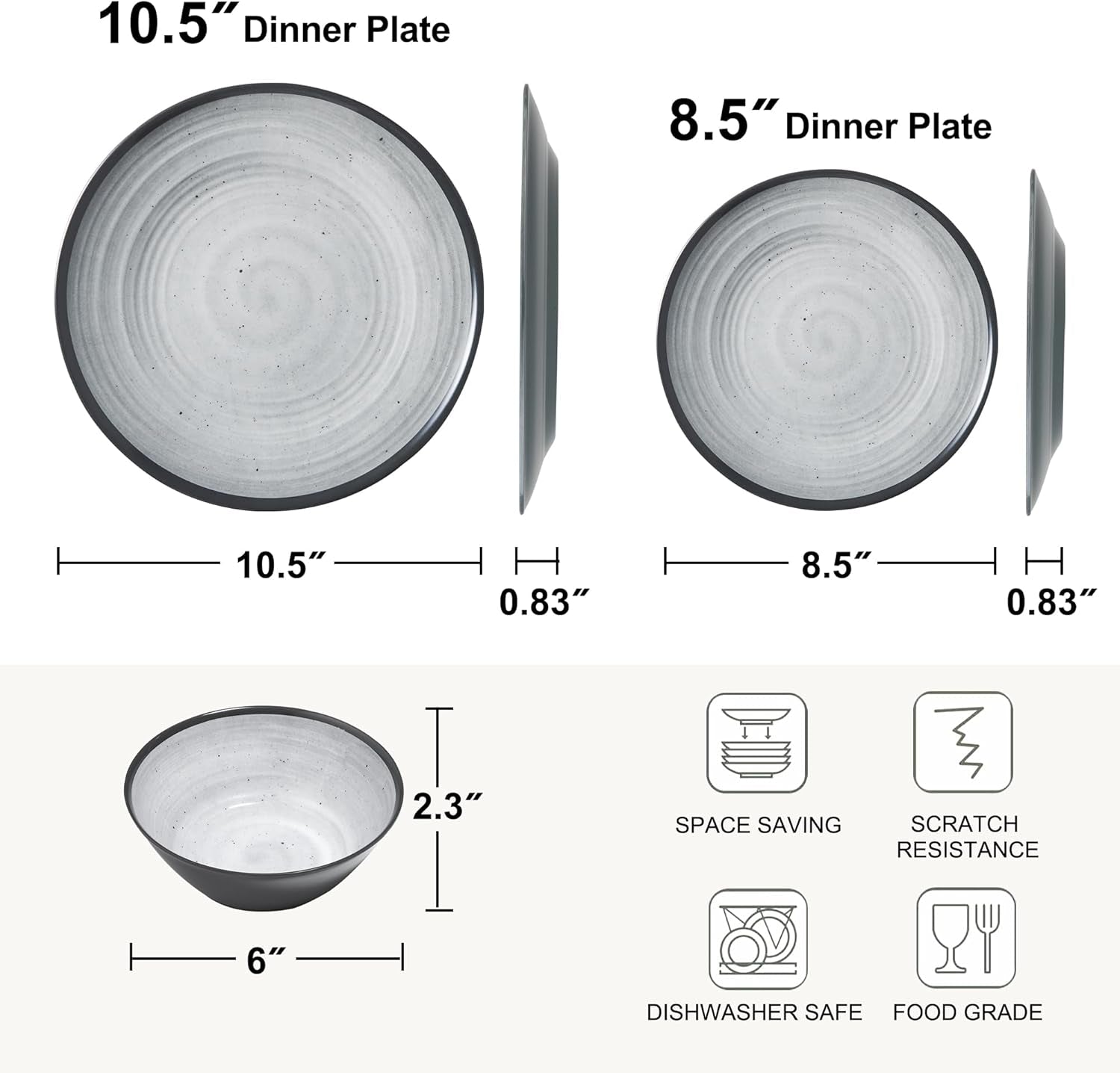 Set de tacâmuri din melamină, format din 24 de piese, pentru 4 persoane, set de farfurii pentru camping - tacâmuri pentru exterior și interior