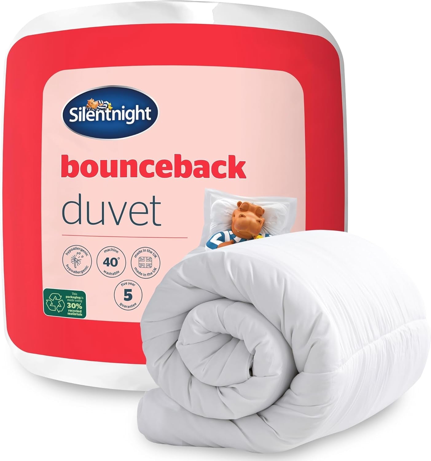 Silentnight Bounceback Bettdecke, 13,5 Tog, King Size, Baumwollmischung, Weiß, King Size Bettdecken und Steppdecken Naty Shop Einzelbett King Size 13,5 Tog