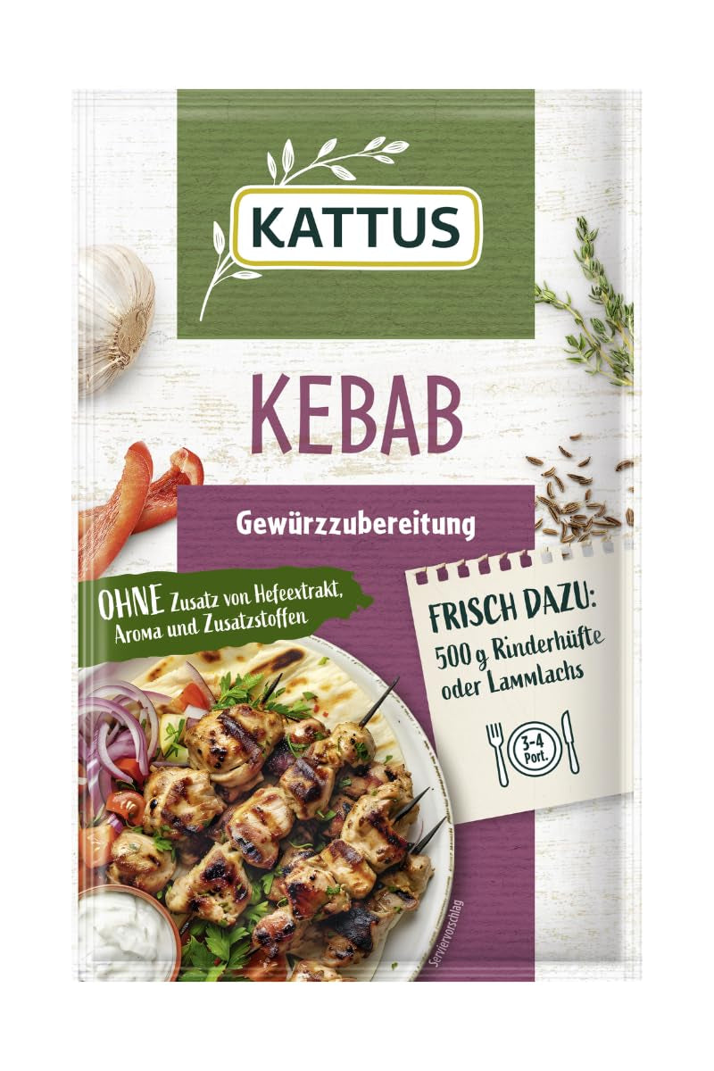 - Kebab Gewürzzubereitung | Gewürz für 3-4 Portionen | Ohne Zusatz von Fefeextrakt, Aroma und Zusatzstoffen | 25 g im Beutel
