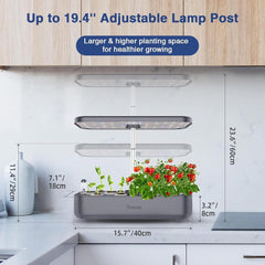 Hydrokultur-Anbausystem mit 12 Utensilien, Kräutergarten-Set für den Innenbereich mit LED-Licht, Smart Home Garden, Küche, Keimset mit automatischem Timer (grau)