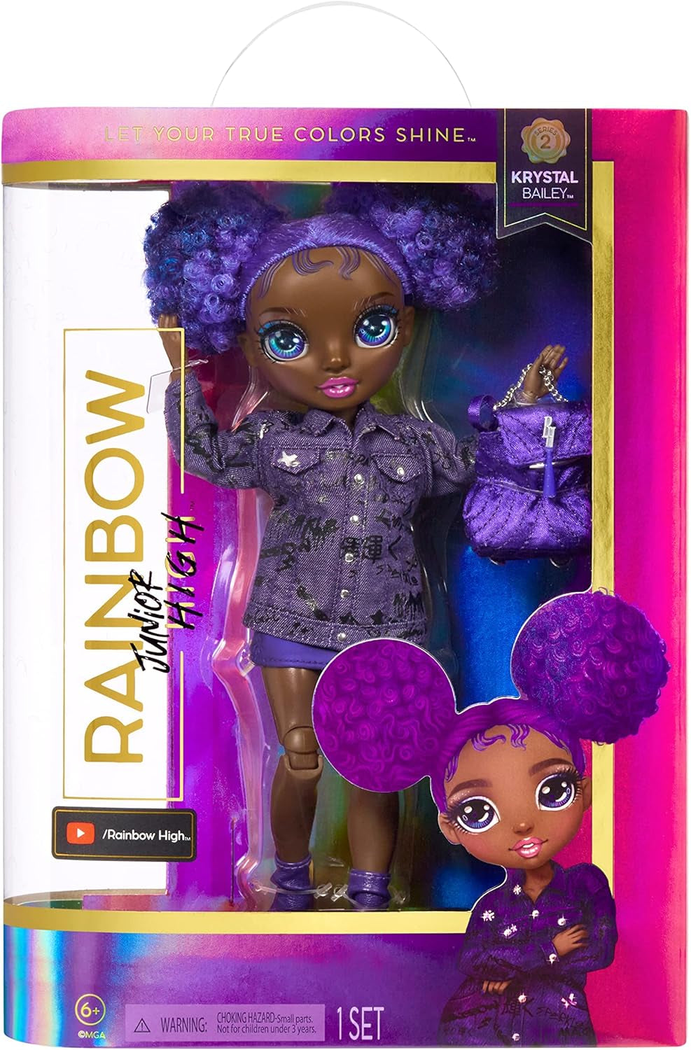 Rainbow High Junior High – KRYSTAL BAILEY – 23cm große Regenbogen-Modepuppe mit Outfit & Accessoires – Inclusive Stoffrucksack zum Öffnen und Schließen – Geschenk & Sammlerstück für Kinder ab 6 Jahren