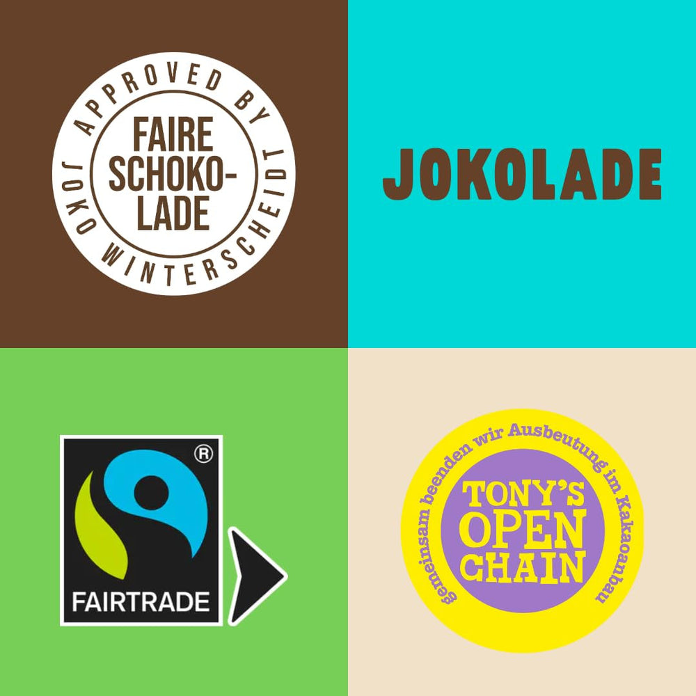 JOKOLADE PRALINE Cutie 80g | Umplutură generoasă cu cremă de nuga de alune și chipsuri | Ciocolată din comerț echitabil de la Joko Winterscheidt