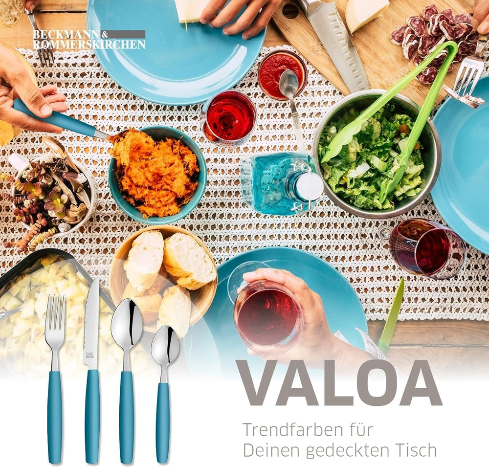 Beckmann & Rommerskirchen 2515 VALOA Besteck Set 4 Personen | 16-teilig | Öl | Spülmaschinenfest | Hochglanzpoliert | Essbesteck: 4X Messer, Gabel, Esslöffel, Kaffeelöffel Kitchen Naty Shop
