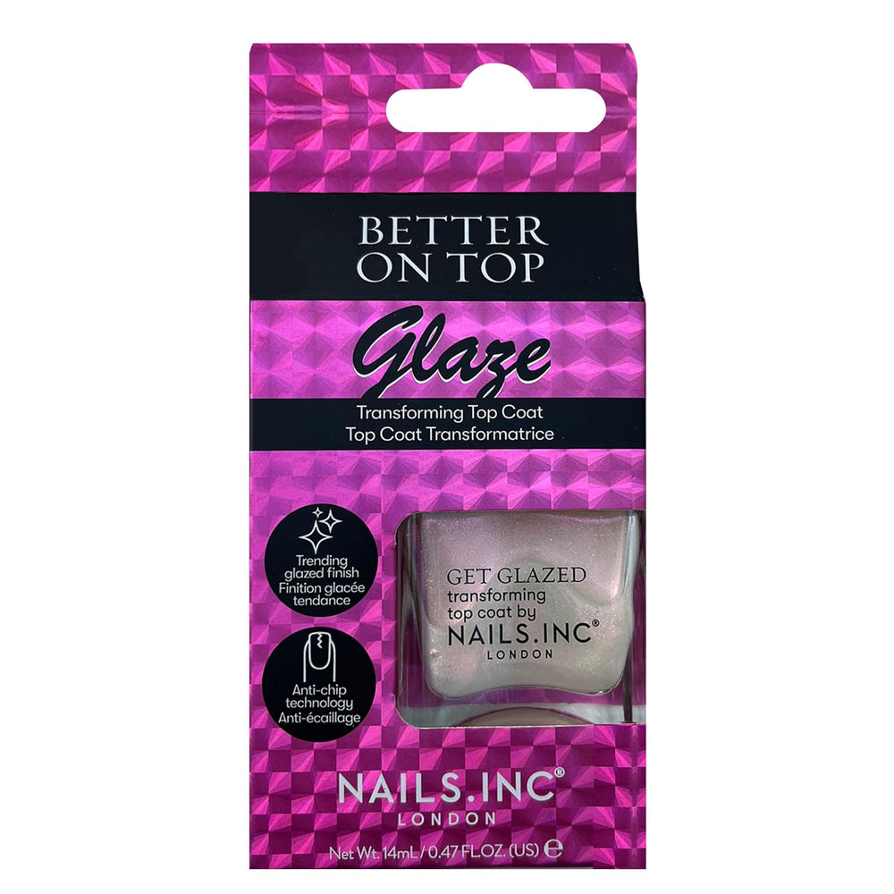 Nails Inc. Better On Top, erhält glasierten, glänzenden, glänzenden Nagellack, kein Splittern, langanhaltend, schnell trocknend, lufttrocknend, professionelle Maniküre und Pediküre, Finger- und Fußnägel, veganer Nagellack, 14 ml