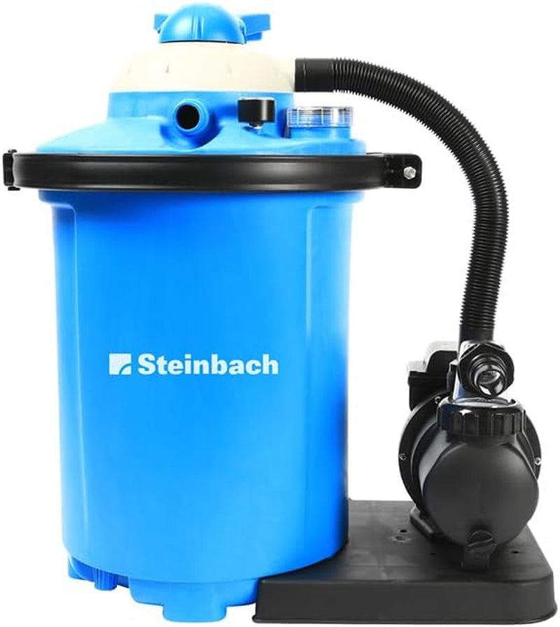 Steinbach Comfort 75 Filtersystem – 040100 – Selbstansaugende Pumpe für Pools bis 40.000 l – Mit Vorfilter, Manometer, Timer und LED-Anzeige – Inklusive speziellem INTEX 2"-Adapter