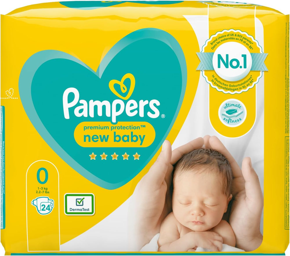 Pampers Windeln für Babys Größe 0 (1,5–2,5 kg), Premium-Schutz, 24 Stück, Komfort und Schutz Pampers Softest