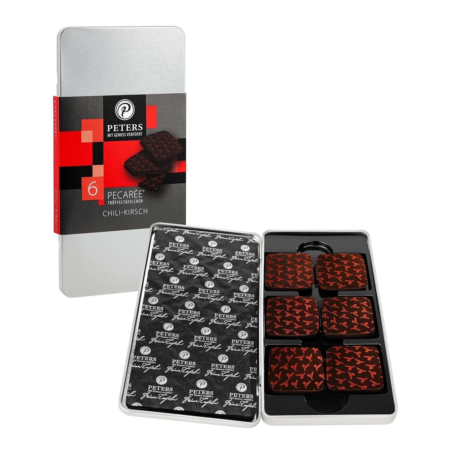 Peters, Batoane cu trufe si alcool, 63 grame Bomboane de Ciocolata Naty Shop Set de 6 bucati Cireșe cu chilli