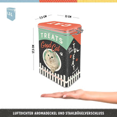 Nostalgic-Art Cutie cu aromă retro, 1,3 l, Good Cat Treats - idee de cadou pentru proprietarii de pisici, în design vintage, în design vintage Cutii depozitare alimente Naty Shop