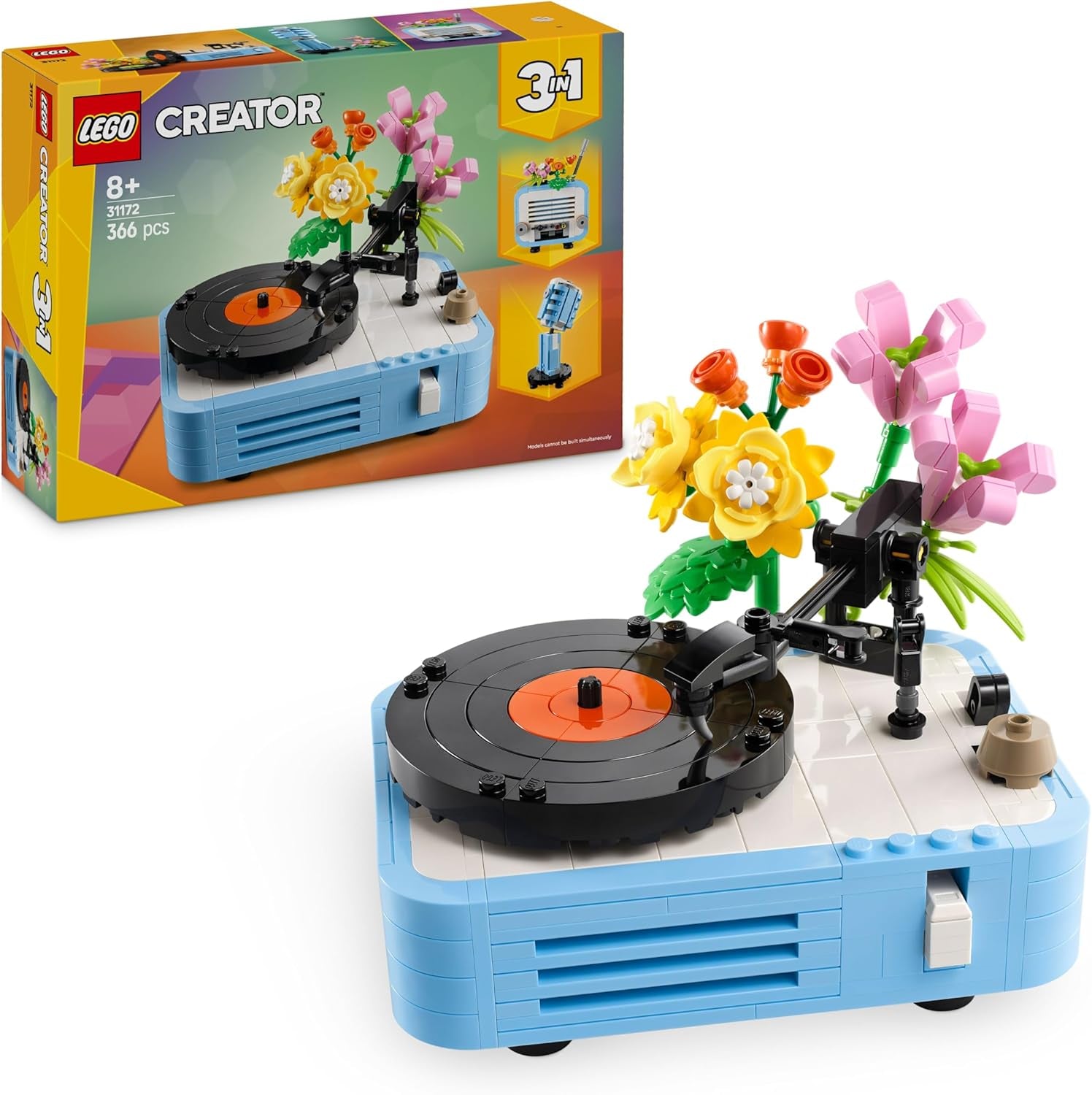 LEGO Creator 3-in-1-Spielzeug mit Blumen in der Gießkanne, Gummistiefel für 2 Vögel auf einer Stange, Tierset für Mädchen, Jungen und Kinder, mit 3 Schmetterlingsspielzeugen, tolles Schreibtischzubehör, Naturgeschenk 31149