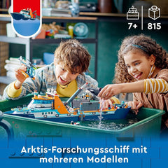 LEGO City Arktisches Forschungsschiff, großes schwimmendes Spielzeugboot mit Hubschrauber, Schlauchboot, Rov-U-Boot, Wikingerwrack, 7 Minifiguren und Orca-Figur, Geschenk für Kinder ab 7 Jahren 60368 Bausets Besuchen Sie den LEGO-Store