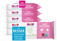 HiPP Babysanft Delicates Baby-Feuchttücher 720 Stück (3 x 240) mit Bio-Mandelextrakt, besonders hautfreundlich für die sanfte Reinigung der empfindlichen Babyhaut