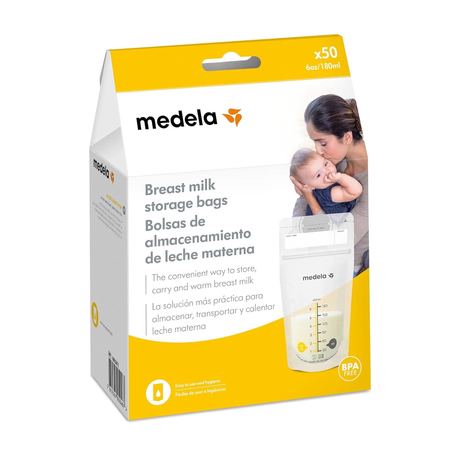 Medela Muttermilch-Aufbewahrungsbeutel 25 Stück, ca. 200 ml, weiß (spanische Version) Lebensmittel- und Stillzubehör Bebe Naty Shop