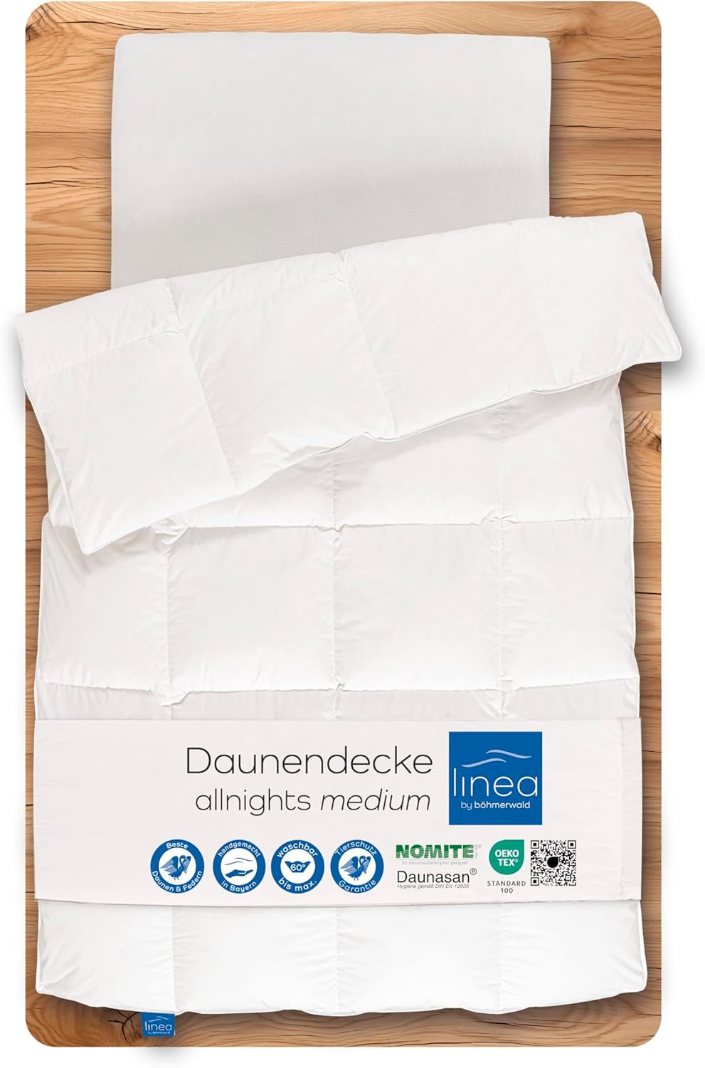 Allnights - Plapumă confortabilă ușoară, 135X200, 100% pene noi și puf, potrivită pentru alergici, lavabilă până la 60°C, fabricată în Germania Plapumi si pilote Naty Shop 200 X 200 Cm Clasa termică Lumină